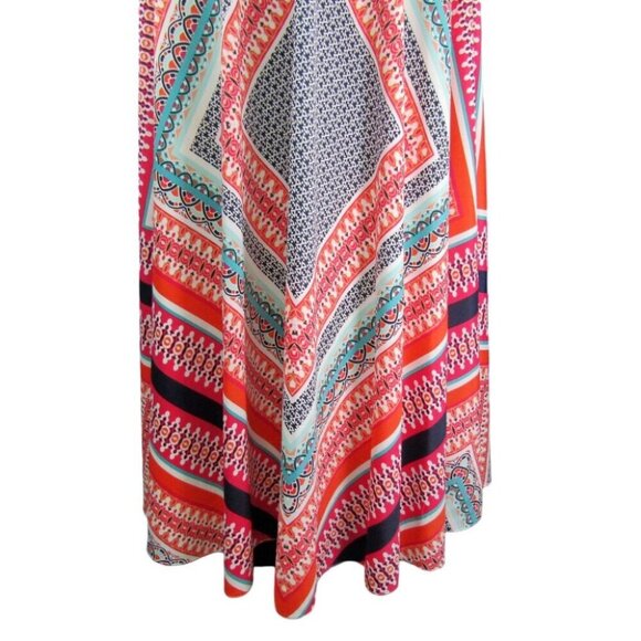 Eliza J Scarf Print Crepe De Chine Maxi Dress Size 2 Petite Sleeveless Tie Neck - Picture 4 of 10